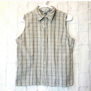 GENERRA CLOTHING COMPANY Plaid Sleeveless Button-Down Shirt Medium